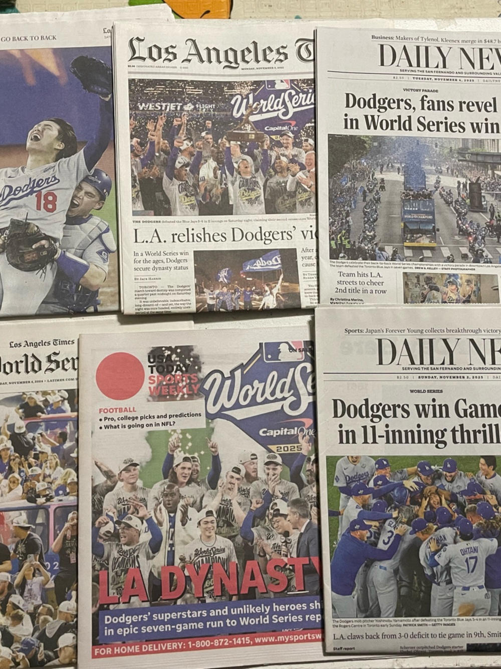 Los Angeles Dodgers World Series Newspaper Collage Print
